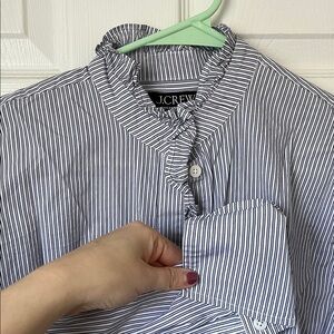 J Crew x Garçon ruffled mandarin collar button down shirt